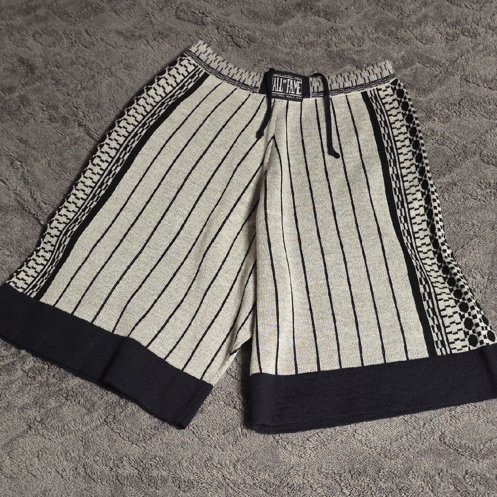 Black and White Striped Knit Shorts